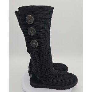 UGG Cardy #5819 Black Classic Tall Chunky Knit Sweater‎ Slouchy Boots US/6 EU/37